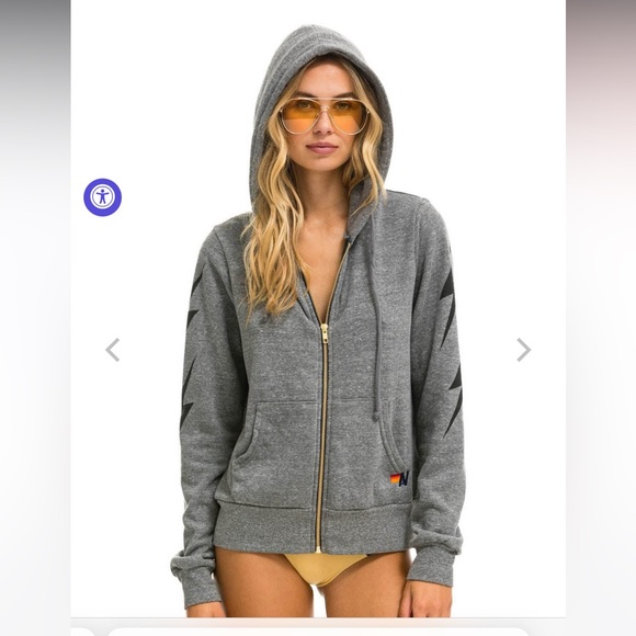 Aviator Nation Tops - Aviator nation Bolt 4 , gray lightning bolt zip up hoodie